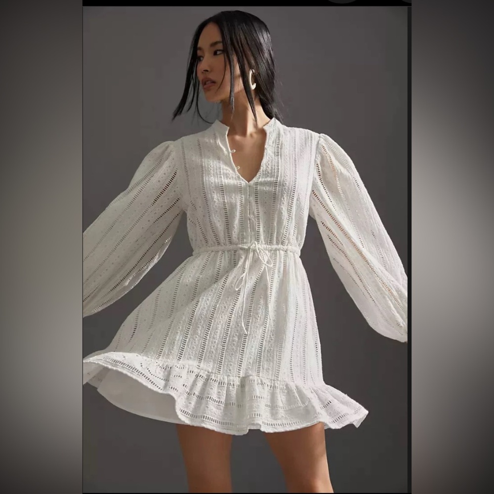 Anthropologie White Mini Dress